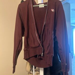 Champion Women's Burgundy Zip-Up Hoodie